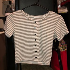 Gray and white striped crop top